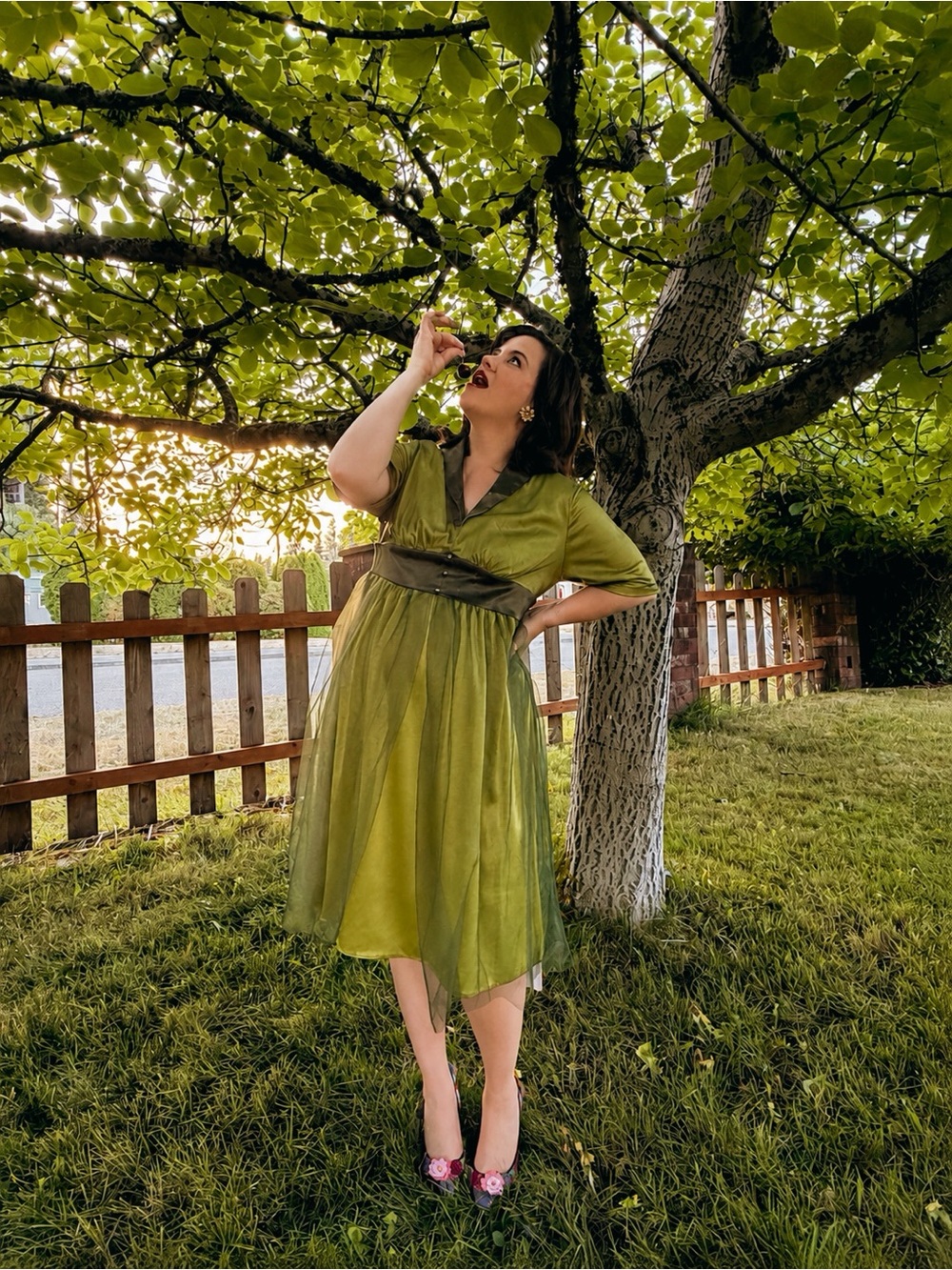 Olive Green Vintage-Inspired Dress • NWT 🫒🍸